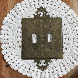 Vintage Brass Wall Double Switch Outlet Covers Decorative Floral Plate India